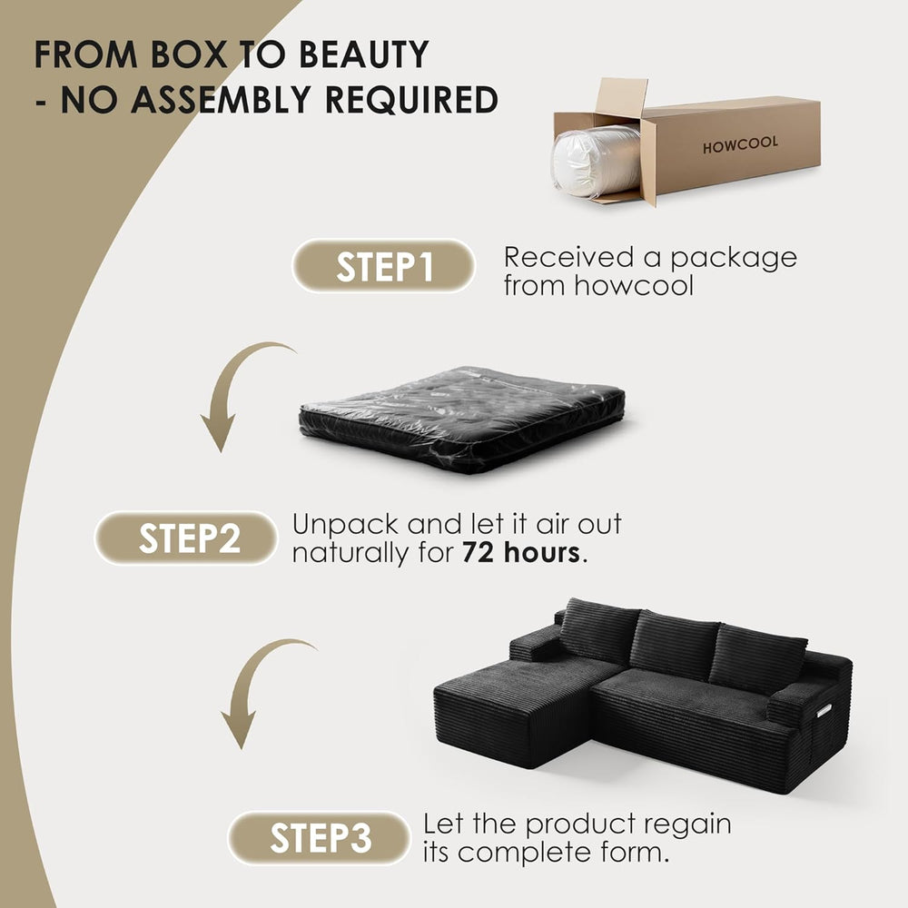 Modular Sectional Sofa Couches, 96" L-Shaped Cloud Couch with Left Chais...