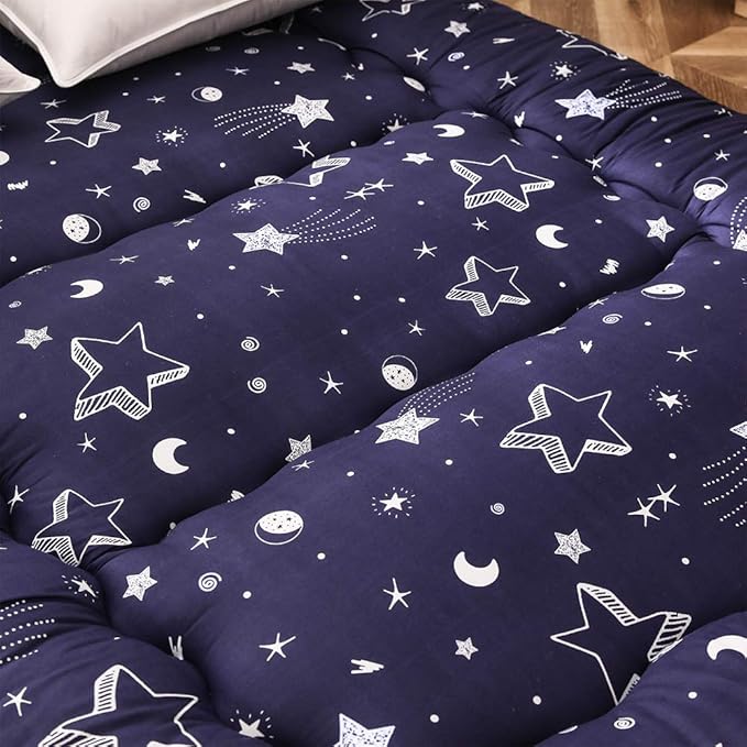 MAXYOYO Japanese Floor Mattress Futon Mattress, 4" Thicken Tatami Mat Sleeping Pad Foldable Roll Up Mat Boys Girls Dormitory Pad Kids Floor Lounger Pillow Bed, Charcoal Grey, Queen Size