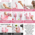 LEVERLOC Shower Caddy Suction Cup Set Shower Organizer & Soap Holder & Toothbrush Holder, Bathroom Shelf Basket NO-Drilling, Removable Suction Storage Waterproof Bathroom Caddy, Pink