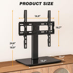 5Rcom Universal Swivel TV Stand for 27-60 inch Curved/Flat Screen TVs, Table Top TV Base Replacement Holds up to 88 lbs, Height Adjustable TV Stand Mount with Tempered Glass Base, MAX VESA 400x400mm | Height Adjustable Table Top TV Base Replacement