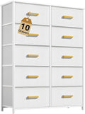 DWVO 10 Drawers Dresser, Fabric Dresser, Fabric Storage Tower, Organizer Unit for Living Room, Hallway, Closets