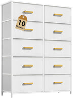 DWVO 10 Drawers Dresser, Fabric Dresser, Fabric Storage Tower, Organizer Unit for Living Room, Hallway, Closets