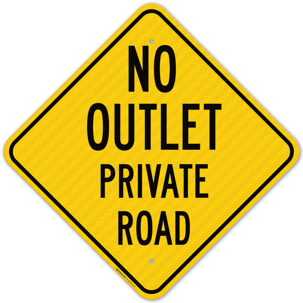 No Outlet Private Road Sign,