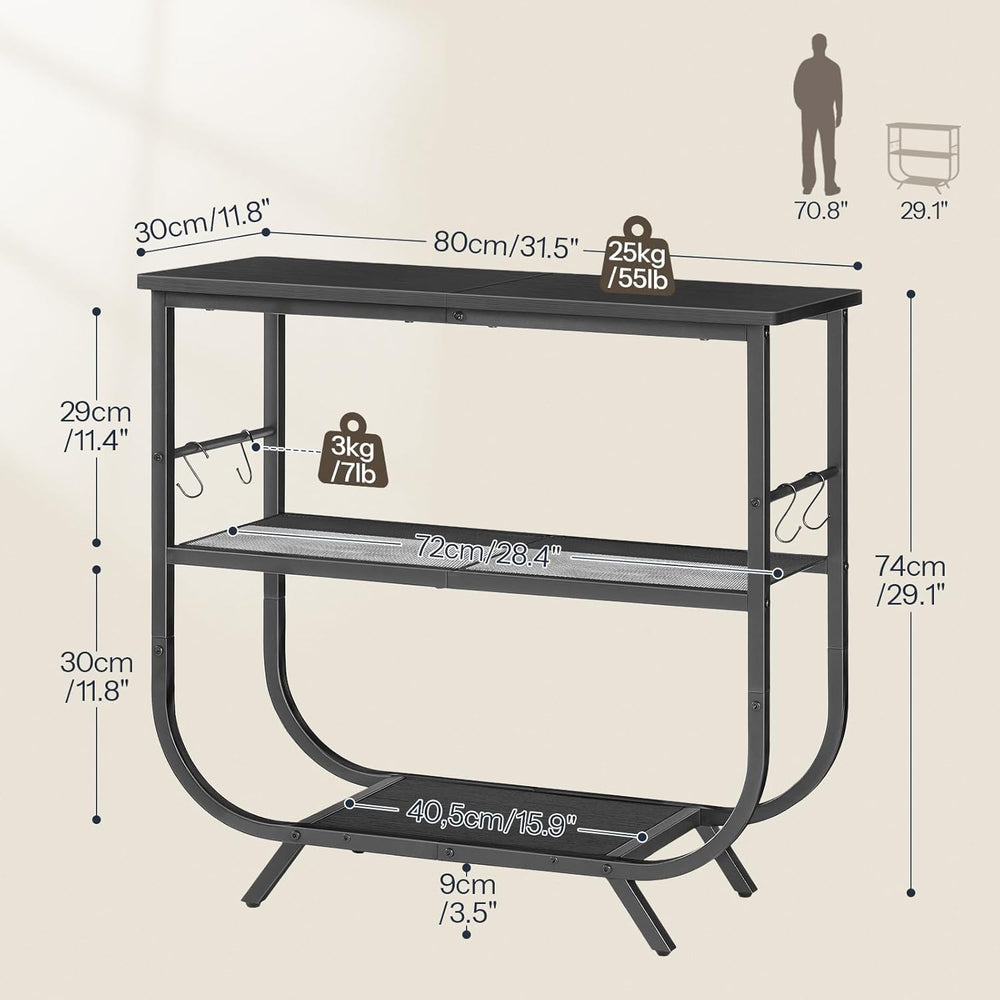 HOOBRO 3 Tier Small Console Table, 31.5" Entryway Table with Storage She...