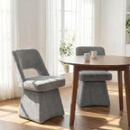 VKNOW Upholstered Swivel Dining Chairs, Modern Dining Room Chairs with Open Back, Chenille Fabric Kitchen Chairs for Dining Room, Living Room, Bedroom, Vanity, Grey(1 Pack)