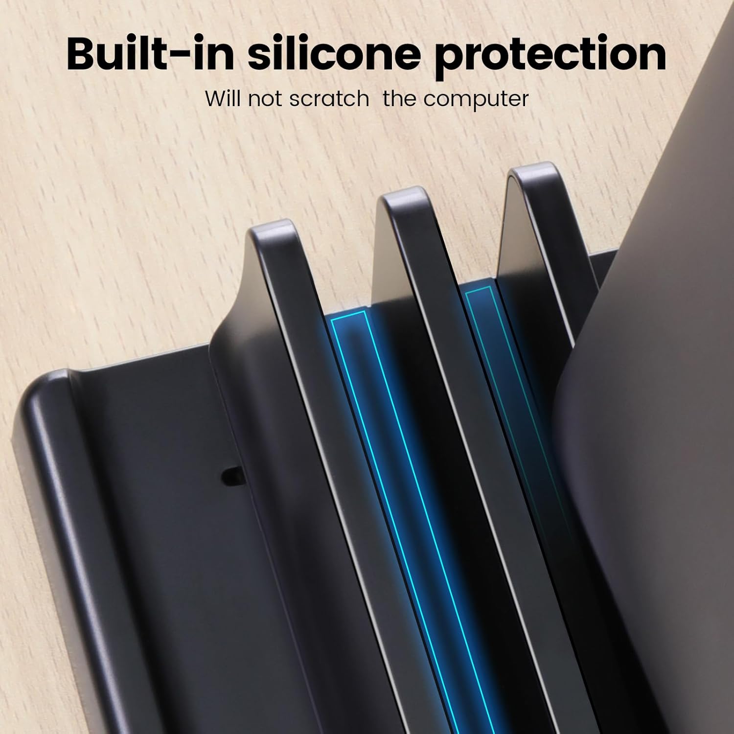 3-Slot Vertical Laptop Stand Holder,Adjustable ABS Plastic Desktop Notebook Dock,Vertical Laptop Stand Space-Saving for All MacBook/Surface/Samsung/HP/Dell/Chrome Book