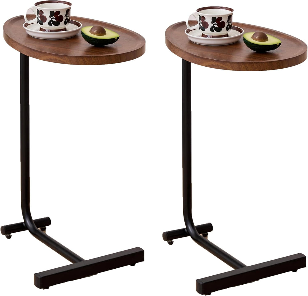 C-Shaped End Table, 2PCS 23.62" H TV Tray Small Side Table for Sofa Couc...