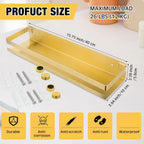 Lallisa 2 Pieces Stainless Steel Shelf Bathroom Shower Floating Shelves Wall Mounted Shower Caddy Basket Shelf Storage Organizer Shelves for Bathroom, Kitchen, Living Room (15.75 Inch/ 40 cm,Gold)