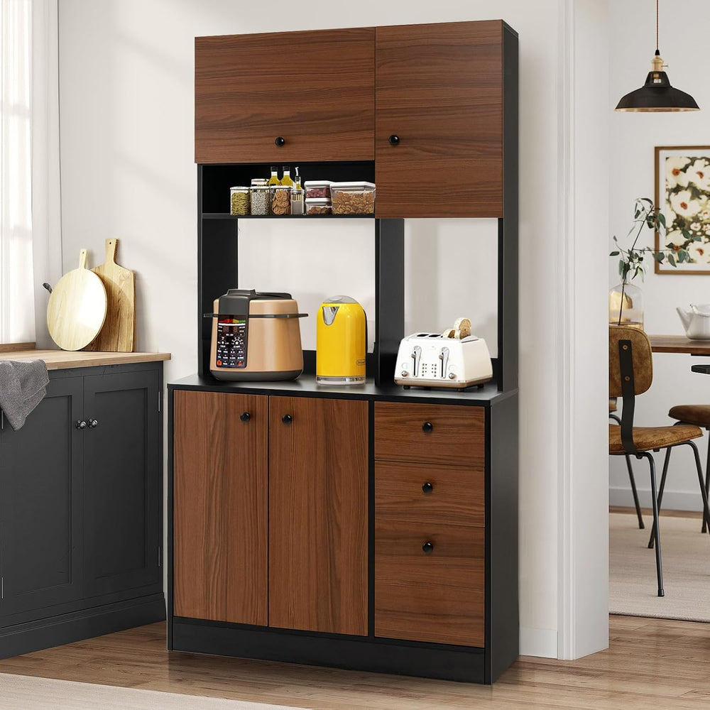 PETSITE Kitchen Buffet Hutch Storage Cabinet, 71" Freestanding Pantry wi...