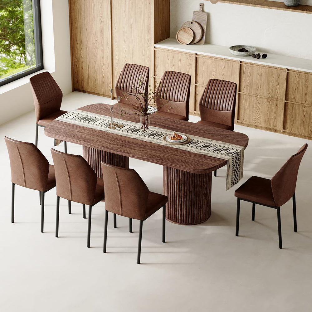 79" Dining Table Set for 8,Large Rectangular Kitchen Table Set for 8 wit...