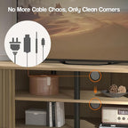 Corner TV Stand 43 Inch, Mid Century Corner Entertainment Center with Sliding Tambour Door, Media Console Table with 2 Layers Storage, Fluted TV Stand for Living Room, Bedroom, Oslo Oak