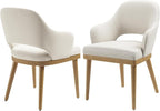 Wooden Dining Chairs Set of 2, Modern Fabric Upholstered Dining Room Chair, Kitchen Side Chairs, Farmhouse Dinner Chair with Open Back for Kitchen, Beige