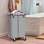 Laundry Basket with Wheels, Rolling Laundry Hamper with Removable Bag, 100L Laundry Sorter Cart, Tall Narrow Slim Clothes Hamper Organizer with Sturdy Metal Frame, Grey