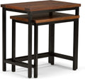 SIMPLIHOME Turner 12" Wide Solid Wood Round End Table in Natural | Dark cognac brown, industrial nesting accent tables, assembled; round side tables or accent tables for living room.