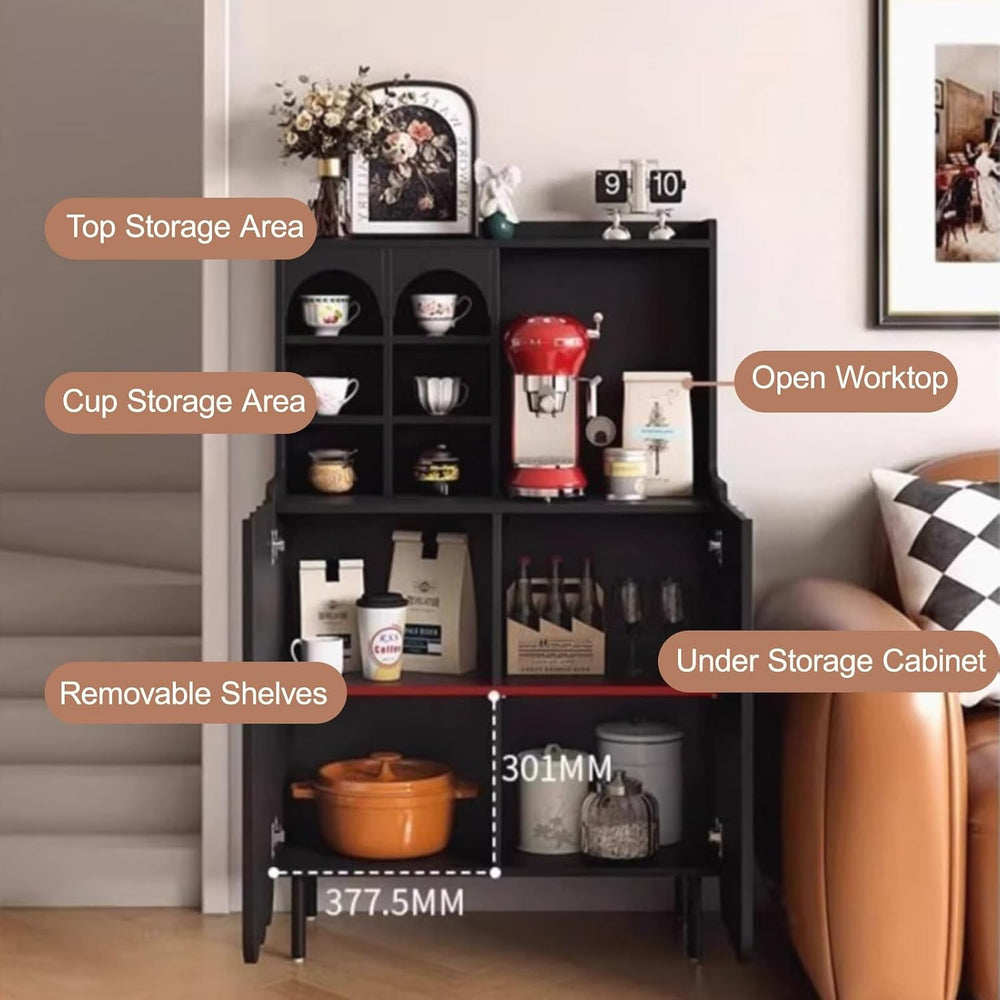 Kitchen Pantry Cabinet with Adjustable Shelves, Freestanding Kitchen Cupboard...