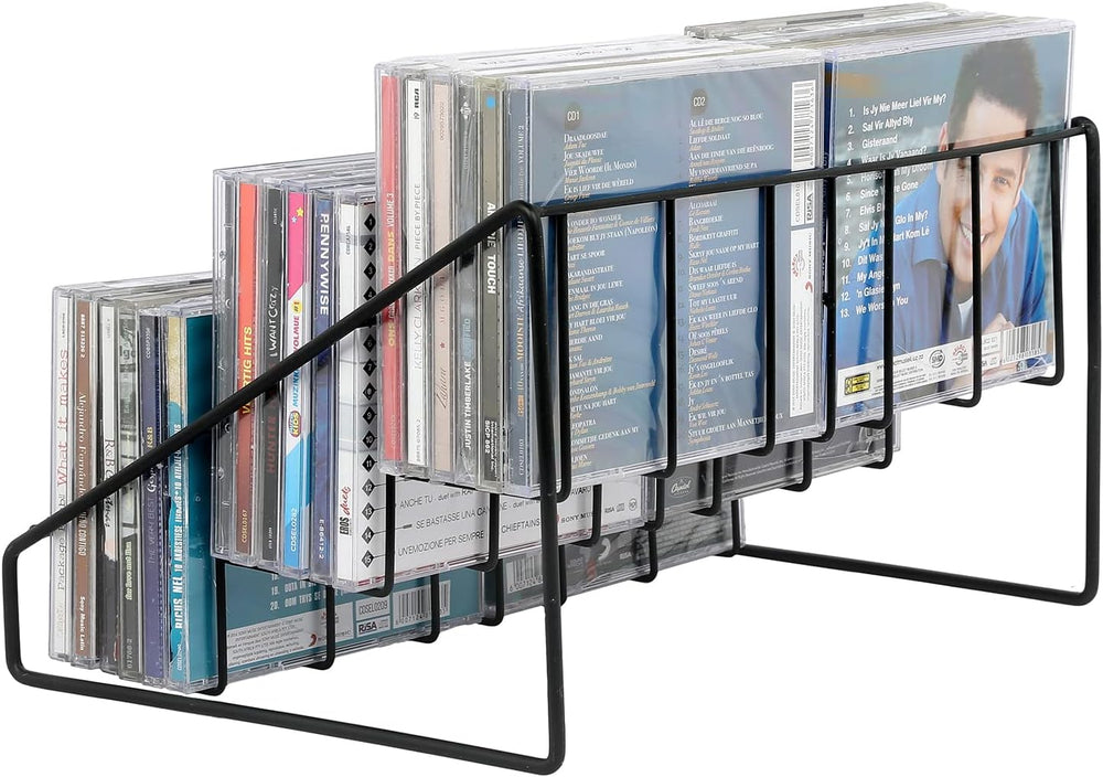 MyGift CD Display Stand, CD Rack Tower, 3-Tier DVD Stand Holder, Tabletop Com...