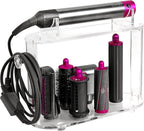 2025 New Storage Holder for Dyson Airwrap Hair Tool Organizer Accessories, Clear Acrylic Hair Dryer Rack 6 Holes Countertop Desktop Styler Stand Bathroom Organizer with Cord Hanger