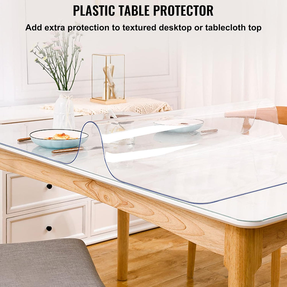 VEVOR Plastic Table Cover, 96 x 46 Inch 2.0mm, PVC Thick Clear Desk Protector...