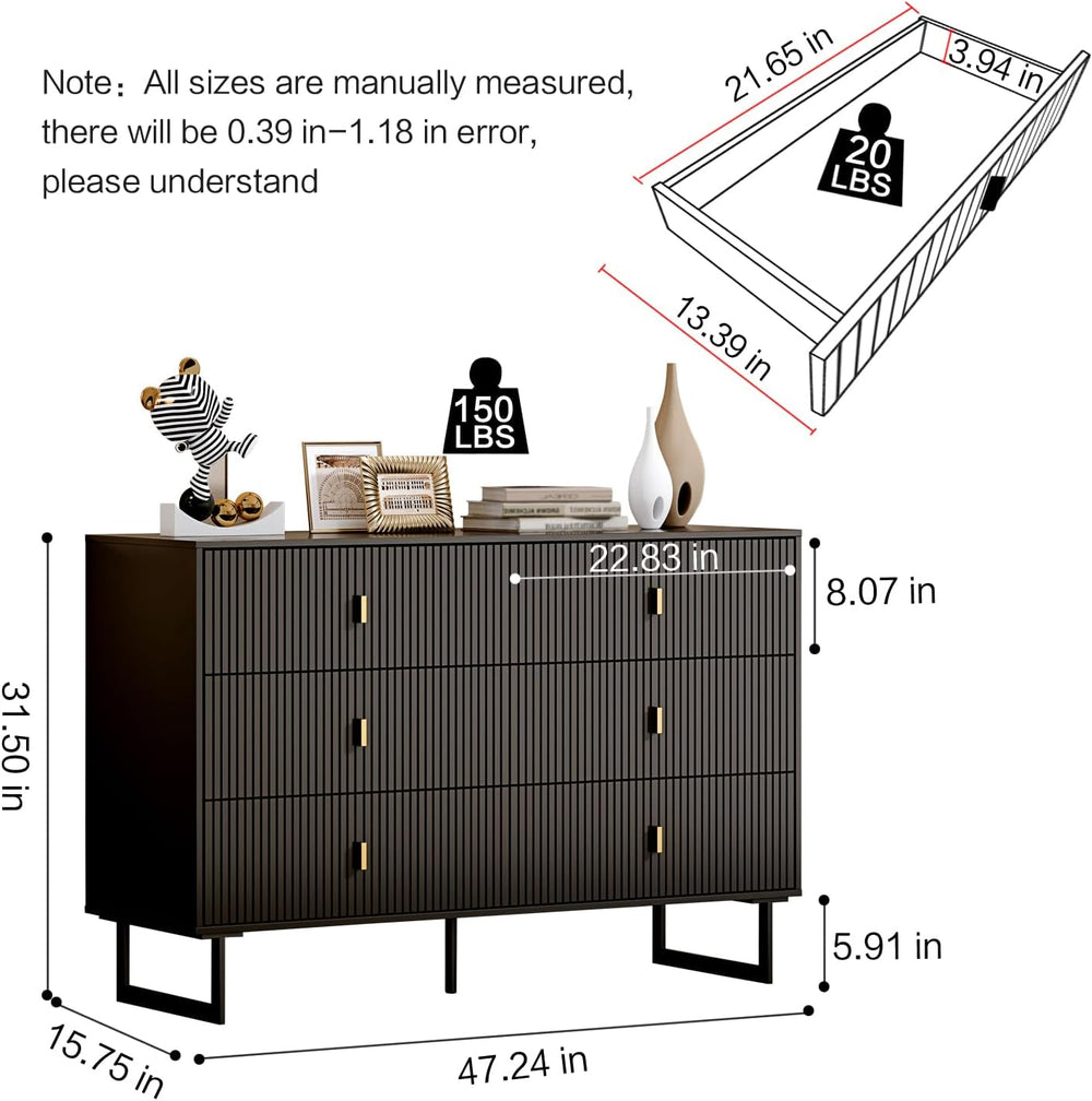 Chrangmay Modern Chest of Drawers with 6 Drawers,Deep Drawers,Clothes Organiz...