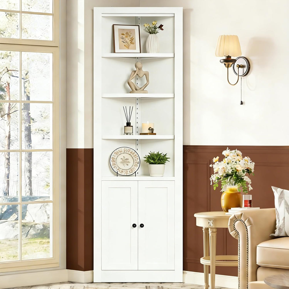 Metal Pantry Storage Cabinet with 4 Adjustable Shelves, 71" Tall Corner ...