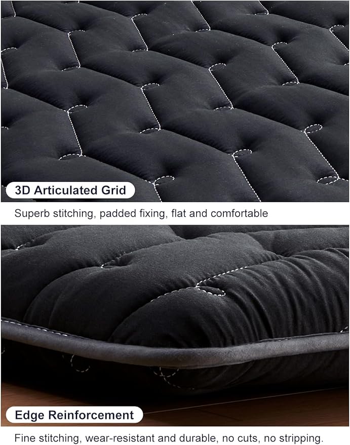 Premium Foam 3.2" Thick Japanese Futon Floor Mattress - Twin Size 39"x80" 100% High-Density Foam,Comfortable Sleeping Pad,Tatami Mat for Dorm,Bedroom or Guest Room，Boys Girls Dormitory Pads(Black)