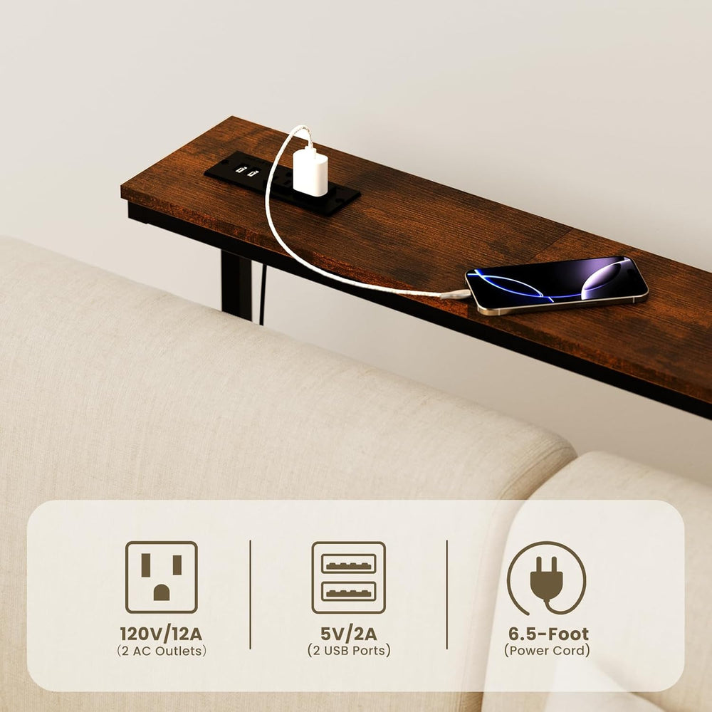 Aduanbang Adjustable Height Narrow Console Table with 2 Power Outlets, 39.4&q...