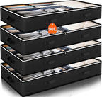 90L Under Bed Storage Containers, Closet Organizers and Storage Bins, Foldable Underbed Storage Bags for Blankets, Towels, Comforter, Sweaters, Linen Sheets, Wrapping Paper (Black, 4 Pack)
