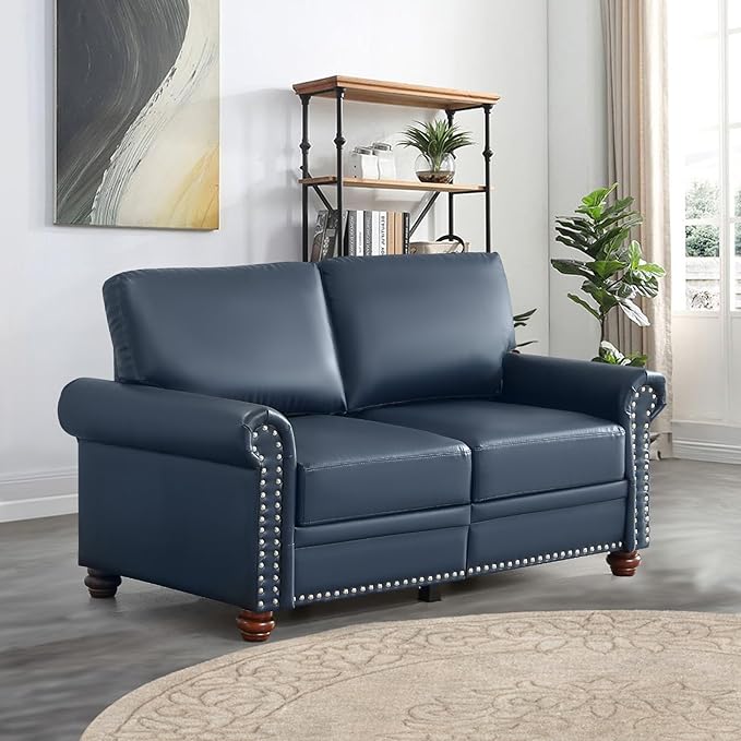 2 Piece Faux Leather Sofa Set,Modern Chair and Loveseat Sets with Storage,Mid...