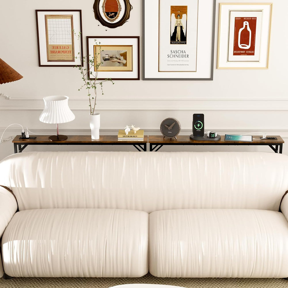 Aduanbang 5.9" Console Table with Outlet – Narrow Sofa Table, Behind Cou...