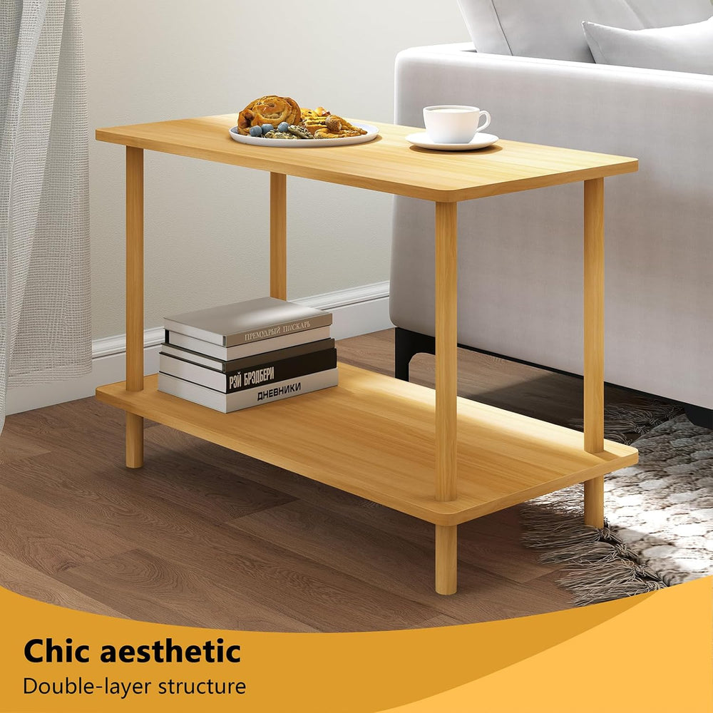 Funecy 2-Tier End Table, Sofa Side Table with Storage, Narrow Side Table, Bed...