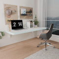 IAE Wall Mounted Folding Table with Pine Wood,36" x 14" Floating Wall Desk,Laundry Folding Table with Shelf Brackets,Fold Down Desk Shelf,Folding Workbench for Home,Dining,Laundry Room,Kitchen,White
