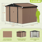 Metal Storage Shed,10x8 Outdoor Storage Building,Large Backyard Sheds with Lockable Doors,Waterproof Outside Storage Sheds