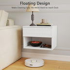 Vibe & Dine Floating Nightstand Set of 2, Wall Mounted Night Stand with Spiral Pattern Design, Modern Bedside Tables with Drawers for Bedroom, Easy Assembly, White