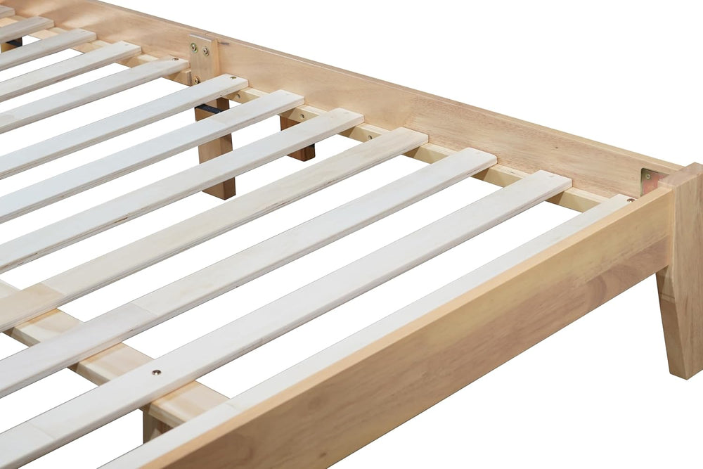 Queen Size Boho Platform Bed Frame with Rattan Headboard