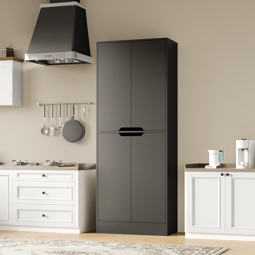 Housoul 71" Tall Freestanding Kitchen Pantry Cabinet, 4 Doors Freestandi...