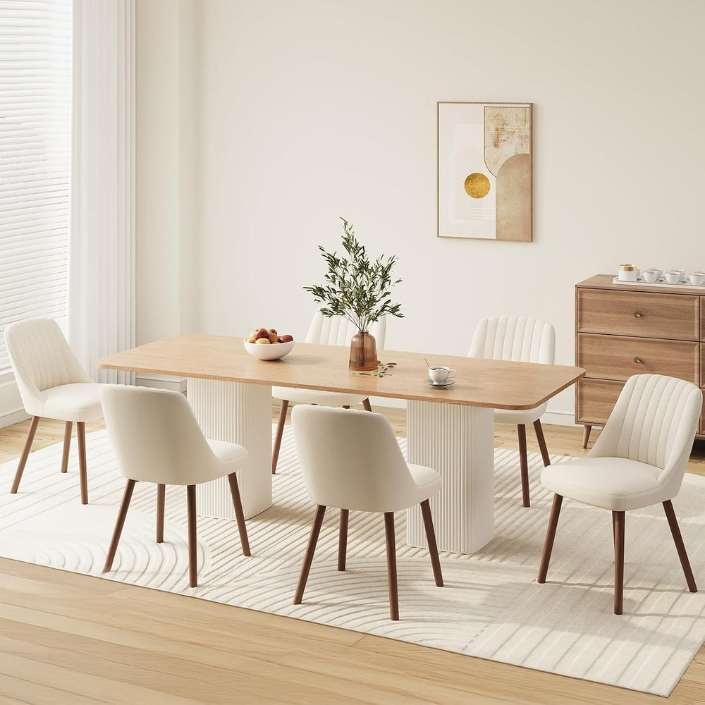 MALOL Dining Chairs Set of 6,Modern Fabric Kitchen Chairs with Back,Beige