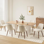 Upholstered Dining Chairs Set of 6, Modern Fabric Kitchen Chairs with Back, Wood Legs for Kitchen Dining Room Restaurant, Beige