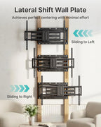Pegzone Full Motion TV Wall Mount for 43-100 Inch TVs up to 176lbs, 25.2" Extension, Swivel Heavy Duty TV Bracket, Sliding Dual Arms for Off-Center Studs, Fits 16"/ 18" /24" Wood Studs, VESA 800x600