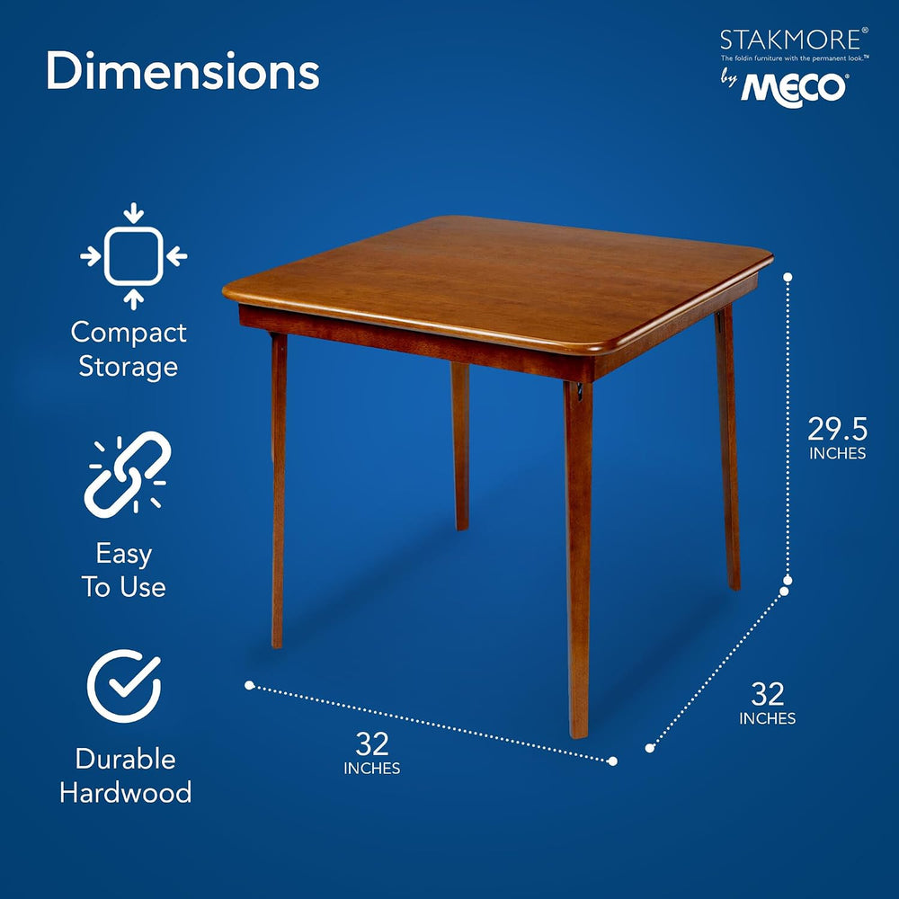 Stakmore Classic Straight Edge Square Wood Folding Table, 32x32, Fruitwood | ...