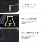 YOOLIFE Initial Travel Essentials Makeup Bag, Skin Care Clear Toiletry Bag Pouch Cosmetic Bag Case Large Makeup Bag Personalized Birthday Gifts for Women Birthday Gifts for Her Wife Black J