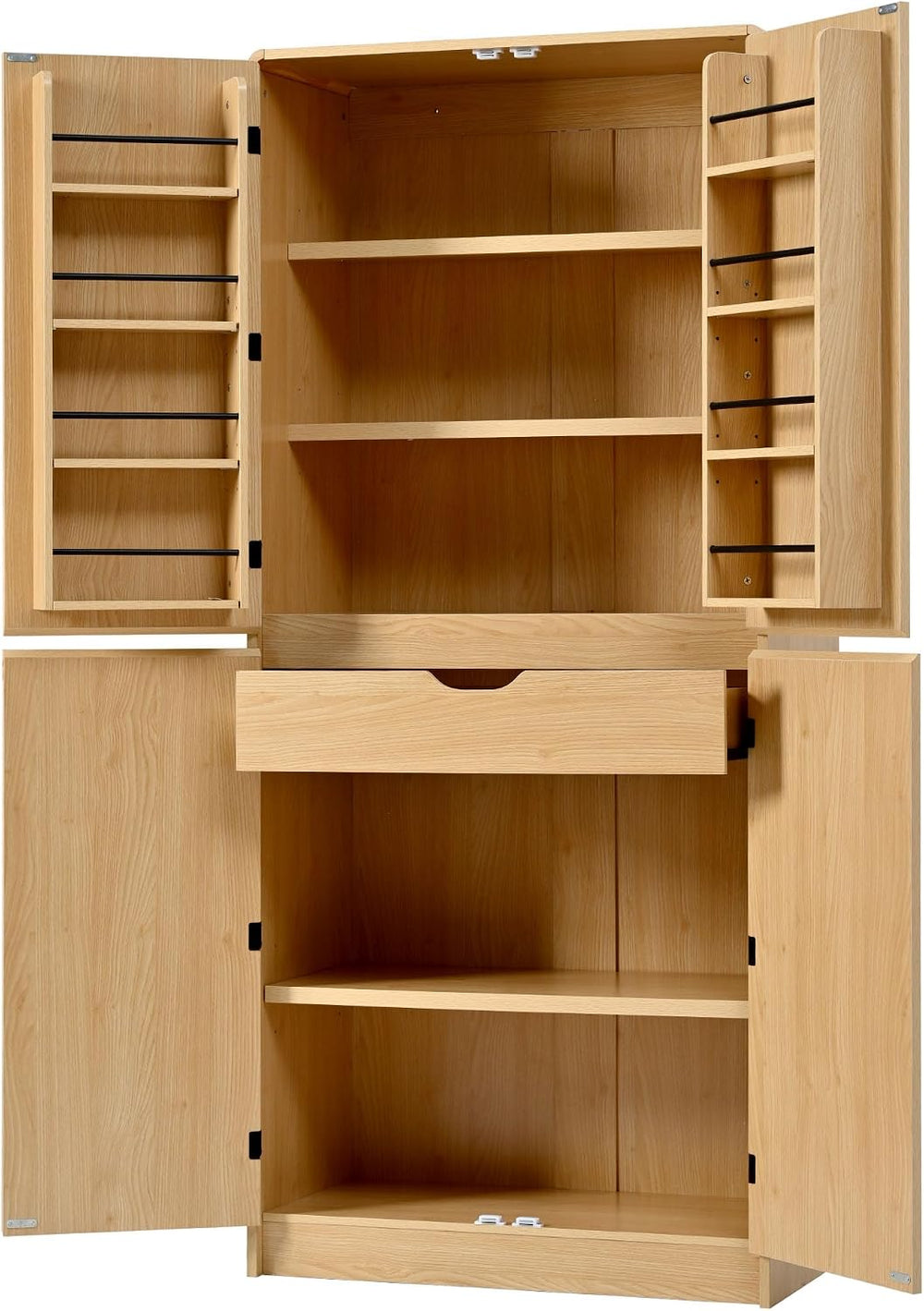 72" Tall Pantry Cabinets for Kitchen Storage, Natural Pantry Storage Cab...