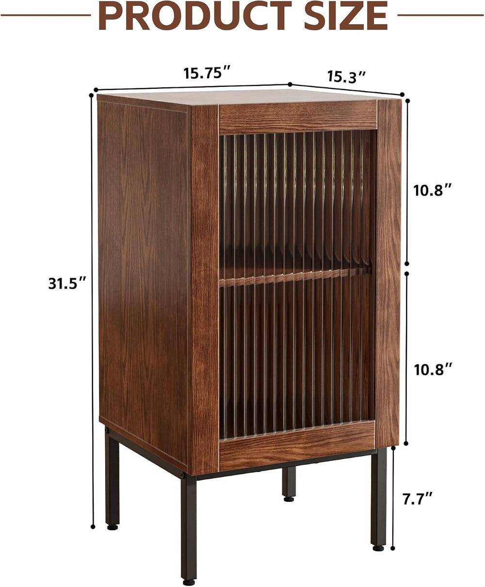 BVIUNTWO Set of 2 End Table, Farmhouse Sofa Table with Glass Door, Side Table...