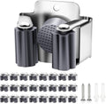 Verdenu 25 Pack Broom Holder Wall Mount, Mop and Broom Holder Wall Mount, Stainless Steel Command Mop Holder with Screws, Garden Tool Storage Organizer for Kitchen, Home, Bathroom, Garage, Grey