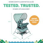 Baby Delight Go with Me Venture Portable Chair | Indoor and Outdoor | Sun Canopy | 3 Child Growth Stages | Garden Green