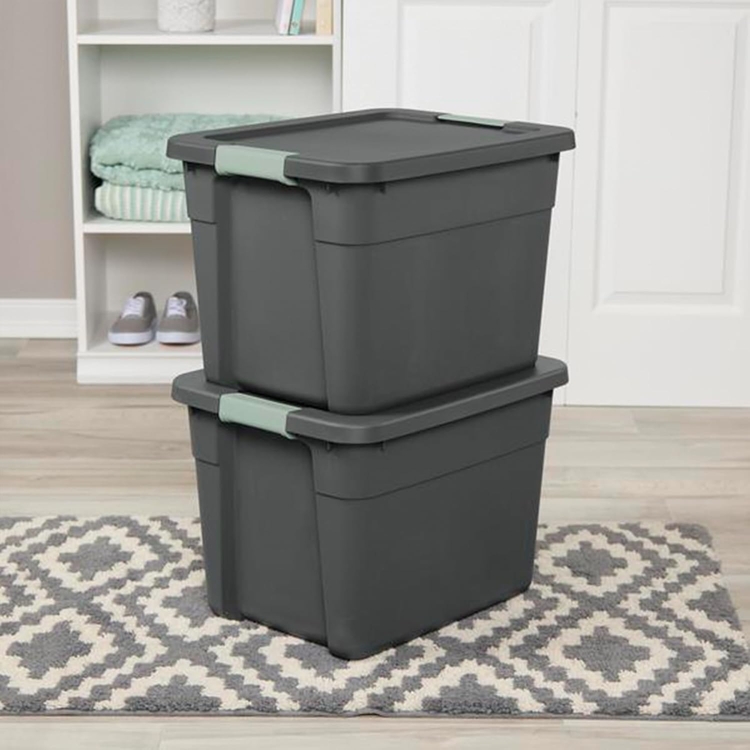 Sterilite Latch Tote Storage with Lids for Home & Office, 12 Gallon, 6-Pack | Heavy-Duty and Stackable Plastic Containers with Latches for Closet, Cabinet, Bedroom, Bathroom and Dorm Room Organization