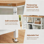 HOMBAZAAR Sofa Table,Industrial Console Table with Storage,Entryway Table with Engineered Wood and Metal,Rustic 3 Tier Shelf for Living Room,Hallway,White and Brown,47 Inch