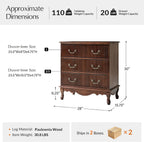 HULALA HOME Transitional Side Table Set of 2 with 3 Drawers and Charging Station, 28" Solid Paulownia Wood Sidetable with Vertical Stripe, Walnut
