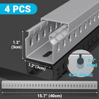 Open Slot Wire Duct Kit, 62.8"(4 x 15.7) Server Rack Cable Management, Cable Management Raceway for Hide Network HDMI VGA Cable, Wiring Raceway Cable Duct, Desk Wire Channel, 4 Pack, Grey