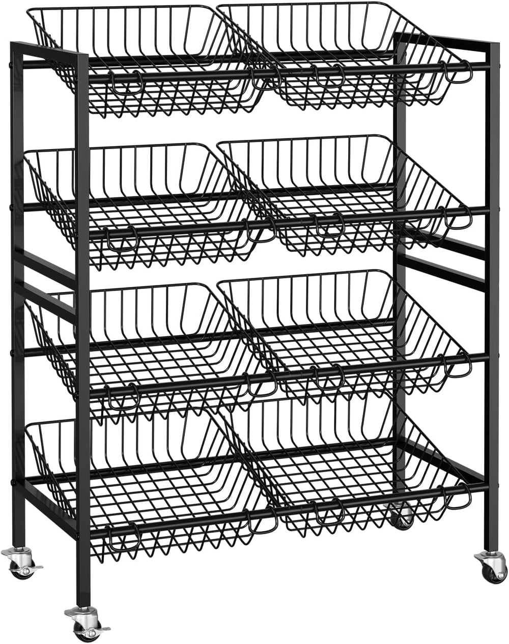 Evermagin 25.2" W Kitchen Storage Cart, 4-Tier Snack Cart with Wheels | ...