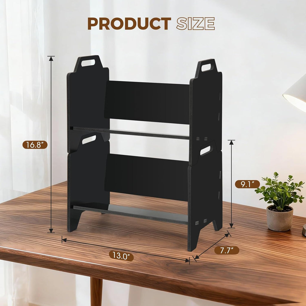 2 Pack Stackable CD Holder Organizer Rack, CD Storage Tower Shelf | Holds up to 56 CD Cases, Jewel Case Display Stand Fit for Theatre Room (Black)